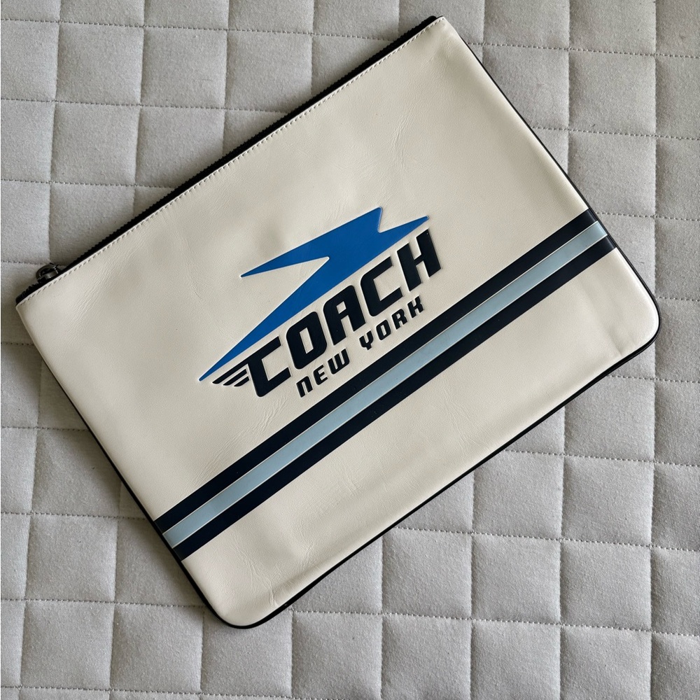 Coach Retro White and Blue Tablet Laptop Bag